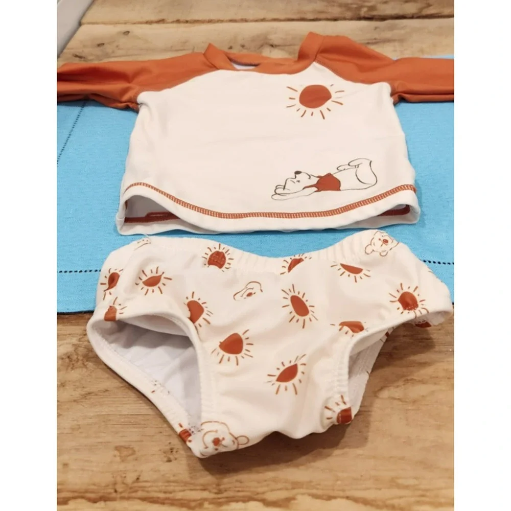 Disney Baby Winnie The Pooh Rash Guard Bathing Suit. UPF 50 6 to 9 Months